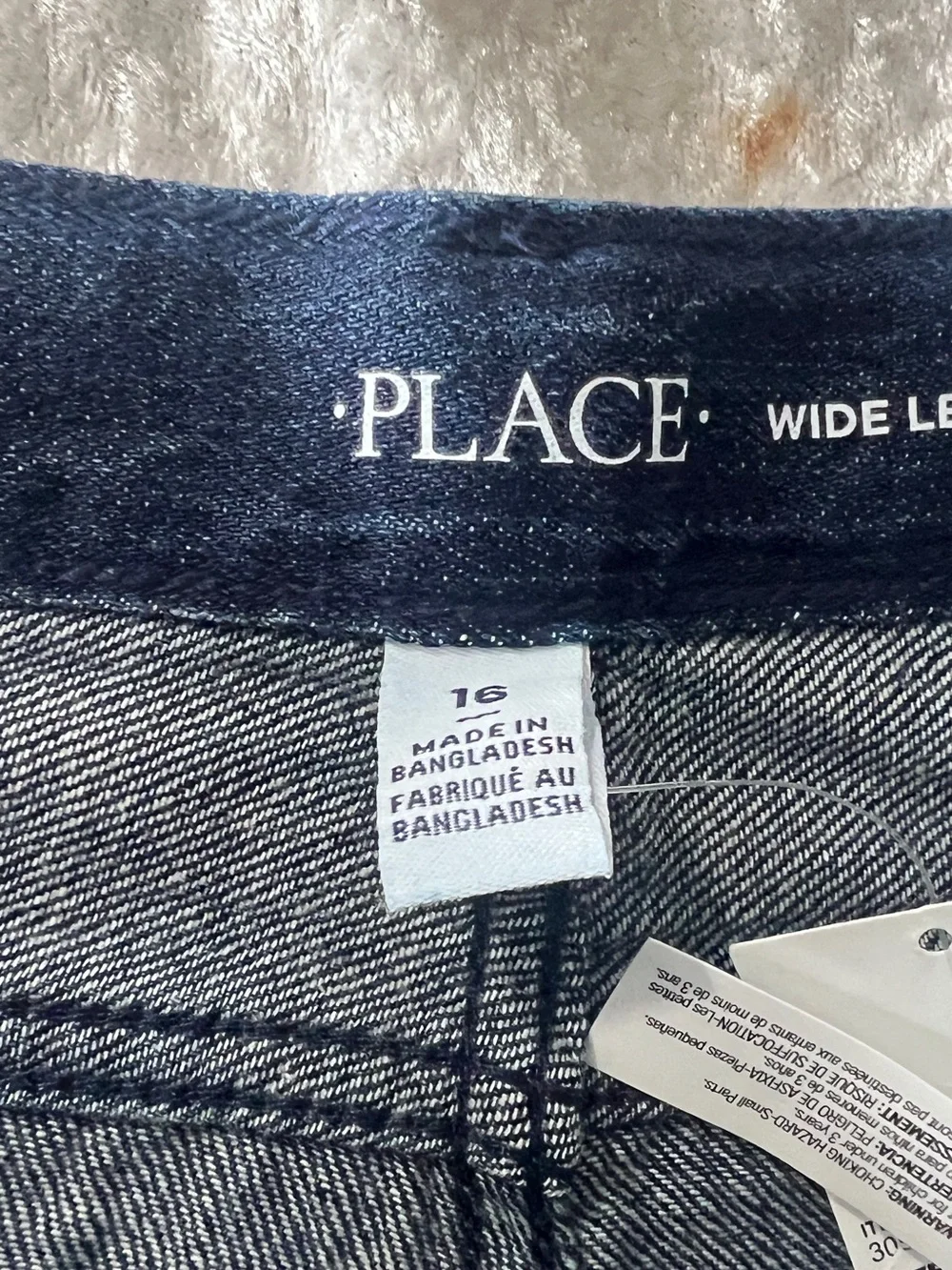The Children's Place Dark Blue Stud-Trim Wide Leg Jeans
